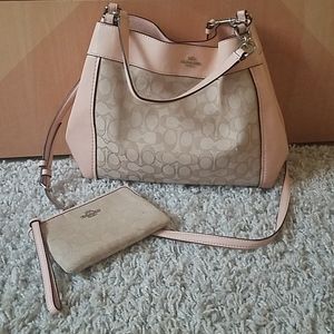 *SOLD* Coach dusty coral purse w/ wristlet